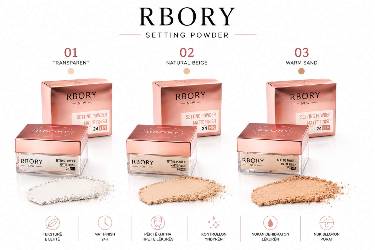 RBORY Setting Powder – Matte Finish 24HR 3 Nuanca