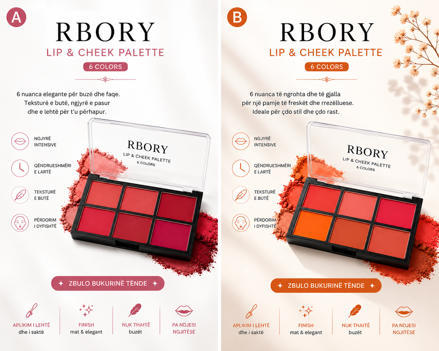 RBORY Lip &amp; Cheek Palette – Variant A/ Variant B