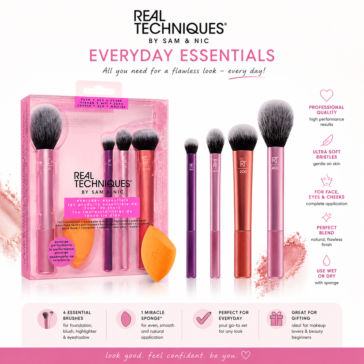 Real Techniques Everyday Essentials – Set Profesional për Grim
