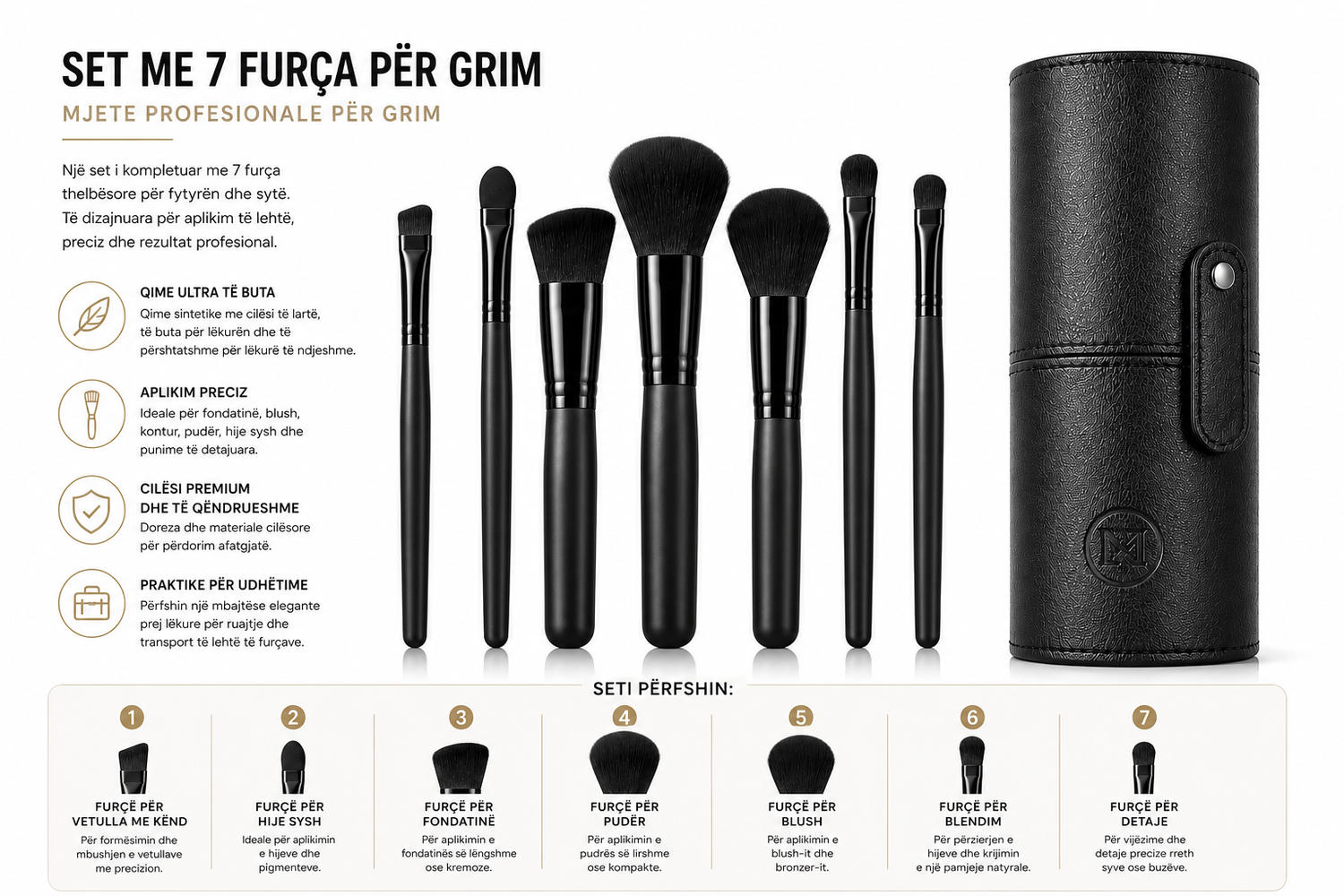 Set Profesional me 7 Brusha Makeup