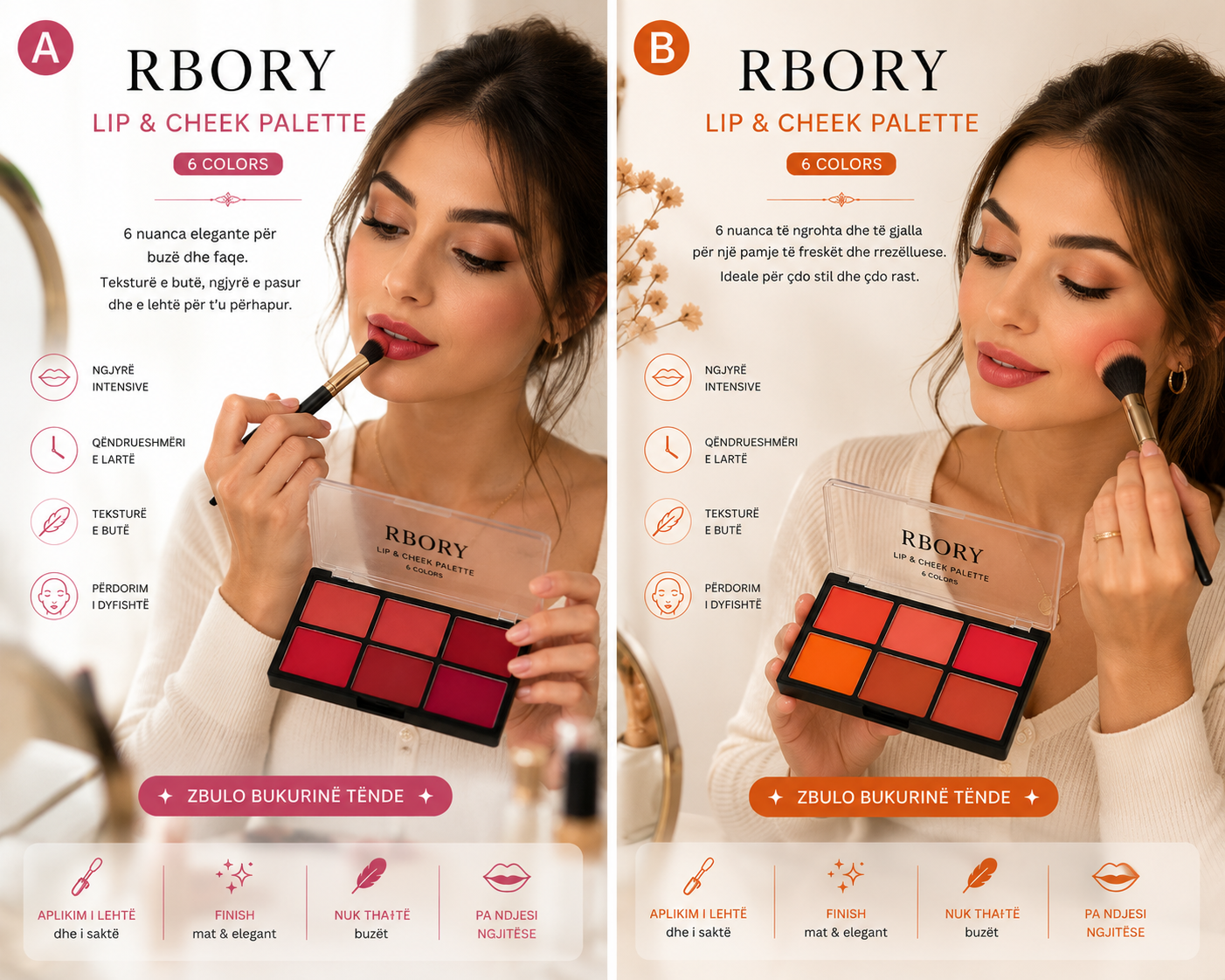 RBORY Lip &amp; Cheek Palette – Variant A/ Variant B